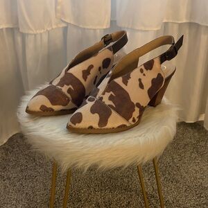 Stylish Cow Print Slingback Heels